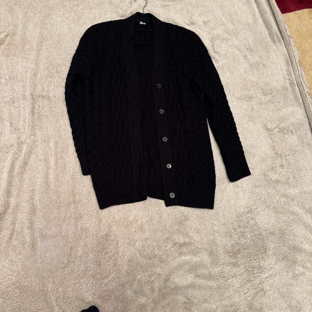 The Kooples Black Cable Knit Cardigan